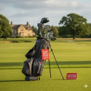 A complete beginner's golf club starter set including bag and headcovers, perfect for new players in the UK.