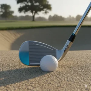 A beginner-friendly sand wedge with a wide sole, ideal for escaping bunkers at a local UK golf club.