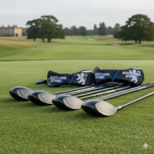 Versatile fairway woods and hybrid clubs from a men's golf set designed for long-distance shots.