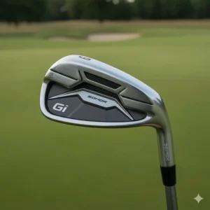 A rear view of a cavity back iron design showing how perimeter weighting provides extra forgiveness for club golfers.