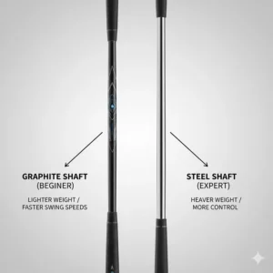 Side-by-side comparison of lightweight graphite and traditional steel shafts for new golfers.
