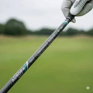 Detailed shot of a flexible, lightweight graphite shaft specifically designed for a ladies golf driver.