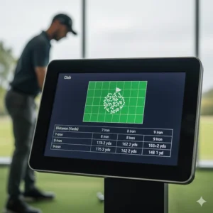 Diagram illustrating the tight shot dispersion and distance control of elite-level irons.