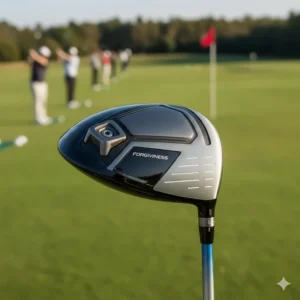 A high-loft driver from a beginner golf club set designed for maximum forgiveness off the tee.