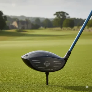 A close-up of a beginner golf driver with a large 460cc head for maximum distance and forgiveness.