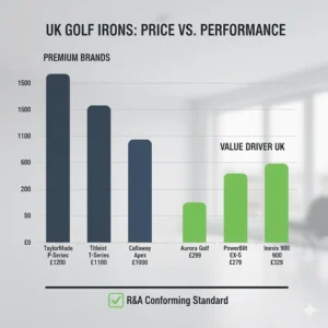 A bar chart comparing the retail price of major brands vs. value-driven irons available in the UK market.