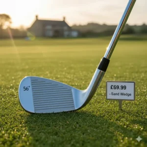 A 56-degree sand wedge with a chrome finish, an essential addition to a golf bag under £200.