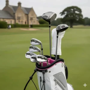 Detailed view of petite ladies golf clubs designed specifically for shorter female golfers in the UK.