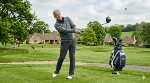 A technical breakdown of a senior putter showing low centre of gravity and stability features designed for a slower tempo.