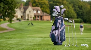 Lightweight ladies' golf clubs with lavender accents and graphite shafts, tailored for female golfers shopping in the UK.