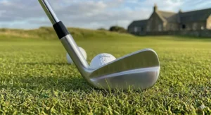 An x-ray style illustration showing the high centre of gravity in blades for advanced golfers to maintain a piercing trajectory.