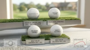 A selection of golf balls available in the UK that offer professional-level control at a mid-range price point.