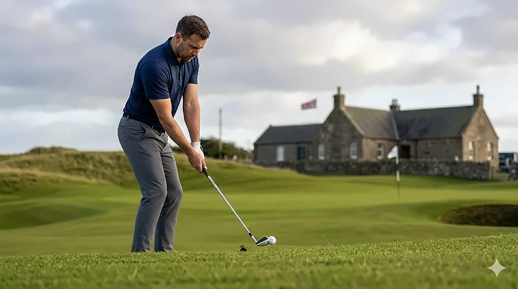A conceptual illustration showing how thin-faced blades provide immediate sensory feedback to the hands of an advanced golfer. blades for advanced golfers