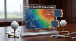 Alt text for image 5: A chart helping UK golfers choose between control and distance balls based on their clubhead speed in miles per hour.