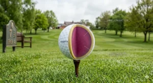 A technical cross-section diagram showing the large low-compression core of a golf ball reacting to a slow clubhead speed to maximise energy transfer.