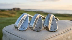 Alt text for image 3: A trio of high-spin wedges showing different grind options for precise short game control.