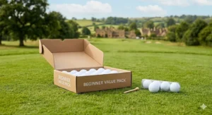 A 24-pack of affordable golf balls showing the cost-effective benefits of bulk buying for new golfers.