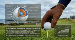 An illustration comparing a scuff-resistant cover to a standard ball, ideal for improving players who want value for money.