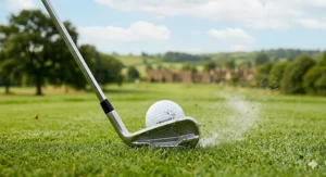 Close-up of a durable ionomer cover on a value golf ball designed to resist scuffs and marks.