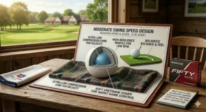 A collection of high-visibility yellow and white golf balls suitable for high handicap golfers playing in overcast UK weather.