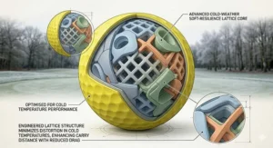 Alt text for image 9: Side-by-side view of matte and gloss yellow golf balls highlighting reduced glare on bright, low-sun winter days.