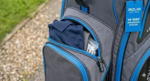 Large, easy-access pockets on a golf trolley bag under £100.