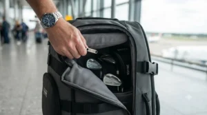 A golf travel bag with a full-length zip, showcasing how easily golf clubs fit inside for secure travel.