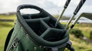 Detailed view of the durable, self-activating stand legs for stability on wet turf.