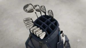 Organised 14-way club divider system in a hybrid golf bag