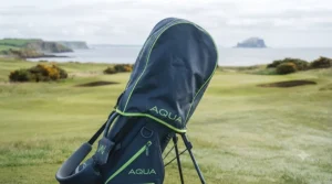 Integrated insulated cooler pocket on a Big Max golf bag, keeping drinks cool during a summer round of golf.