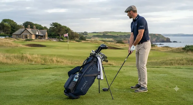 Premium golf bag with an insulated cooler pocket for cold drinks on the course. golf bag with cooler pocket