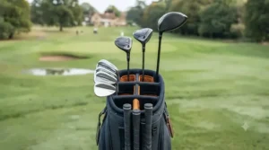 4-way club divider top on an affordable golf bag keeping clubs organized and secure