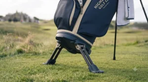Trolley-friendly base design allowing a lightweight ladies golf bag to fit securely on push carts and electric trolleys.