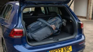 Compact budget golf bag fitting easily into the boot of a hatchback car for UK travel