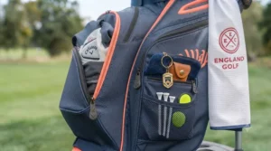 Full-length club dividers inside a spacious ladies golf bag keeping iron and wood sets well-organised.