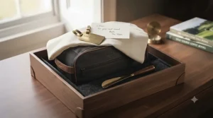Luxury leather golf shoe bag packaged as a thoughtful birthday or Christmas gift for a keen golfer.