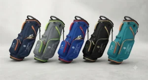 Modern design and colour options available in the range of junior golf bags for kids.