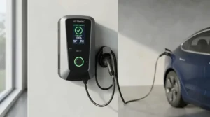 A smart golf trolley battery charger featuring automatic shut-off technology
